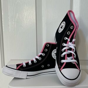 Custom Chuck Taylor Converse women’s 8 
Black with pink trim 
Never worn